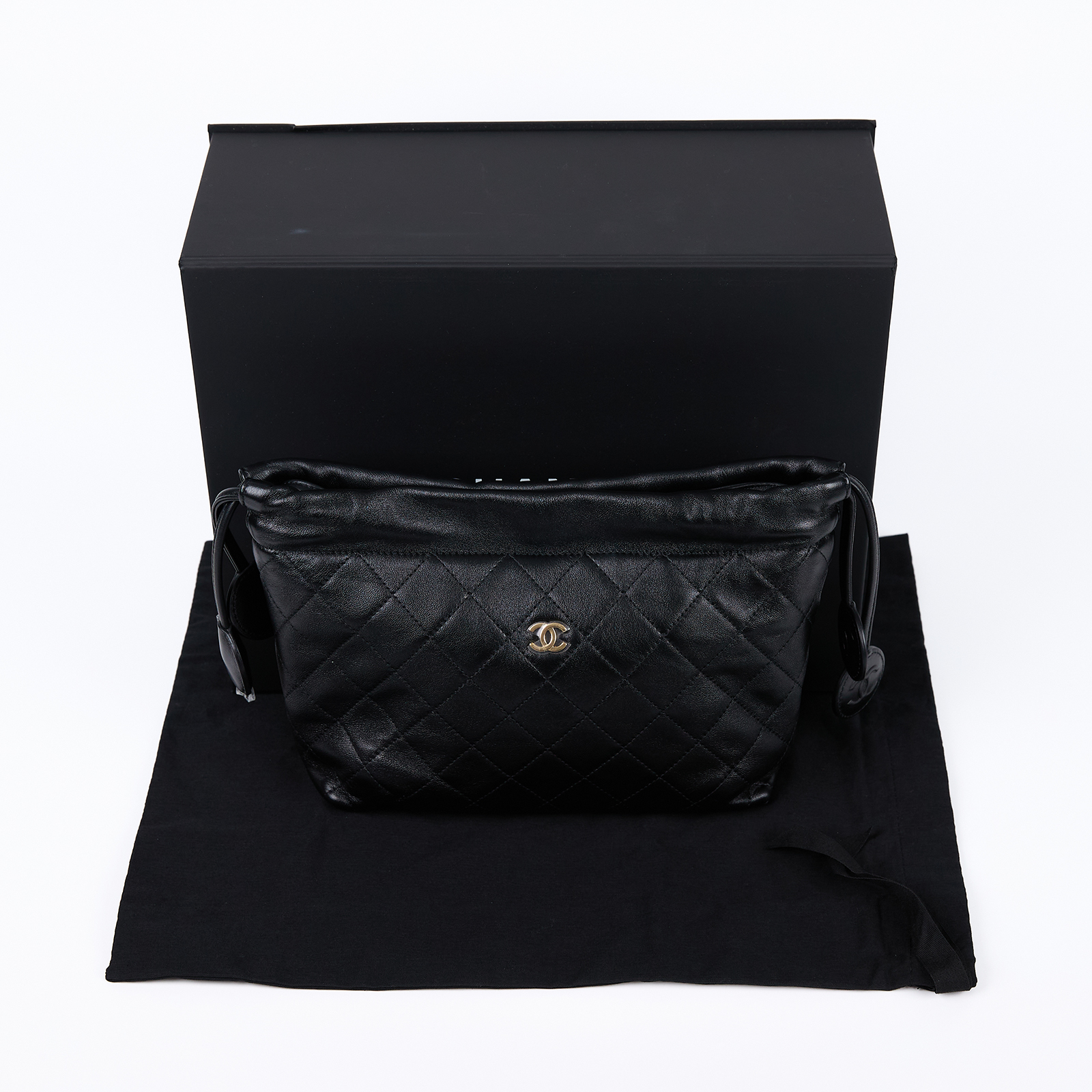 香奈兒 CHANEL 晚宴包 AP5227 晶片款 黑福袋 22CM 原廠盒子/防塵袋