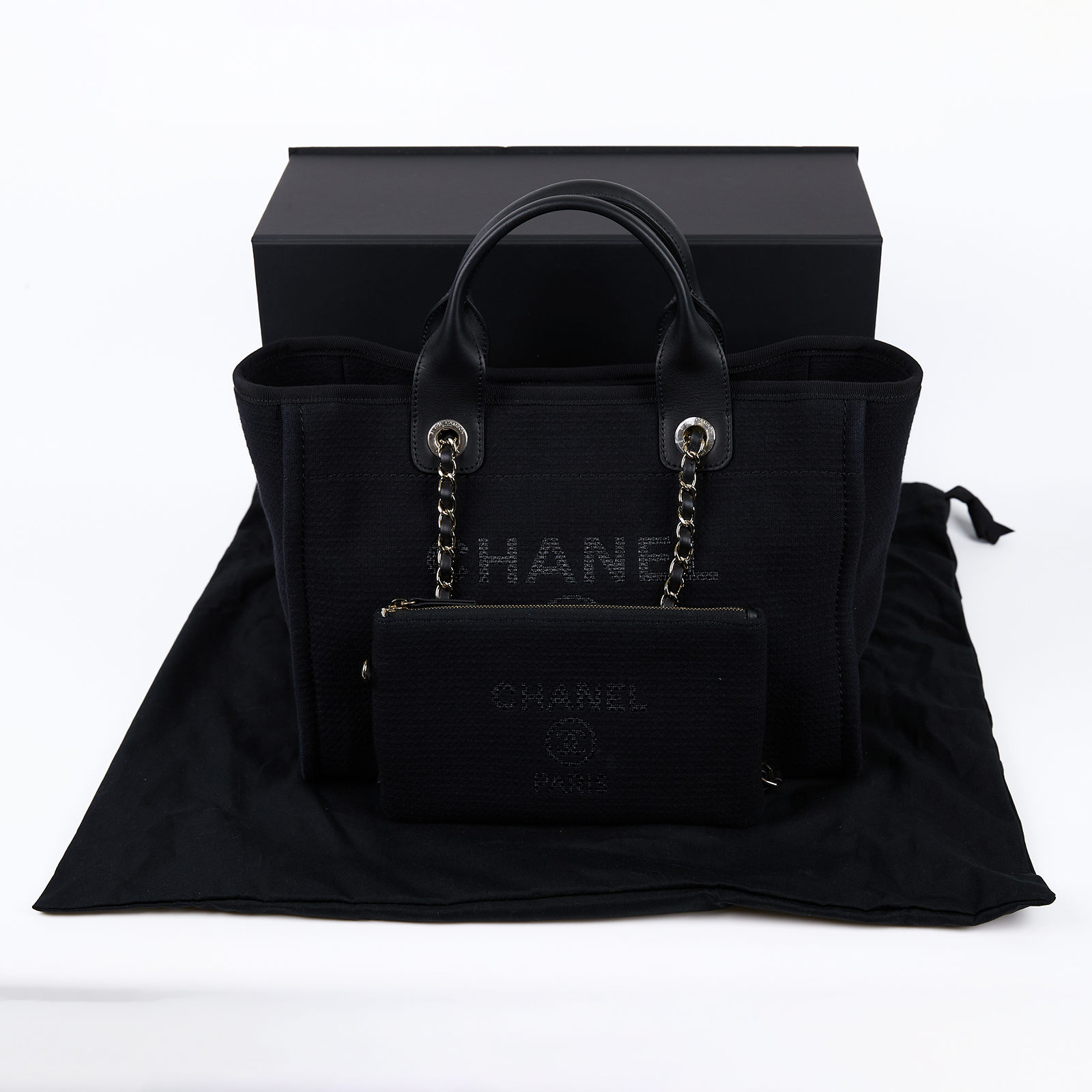 香奈兒 CHANEL 海灘包 小型 AS3257 晶片款 黑DEAUVILLE沙灘包 SMALL 原廠盒子/防塵袋/內袋