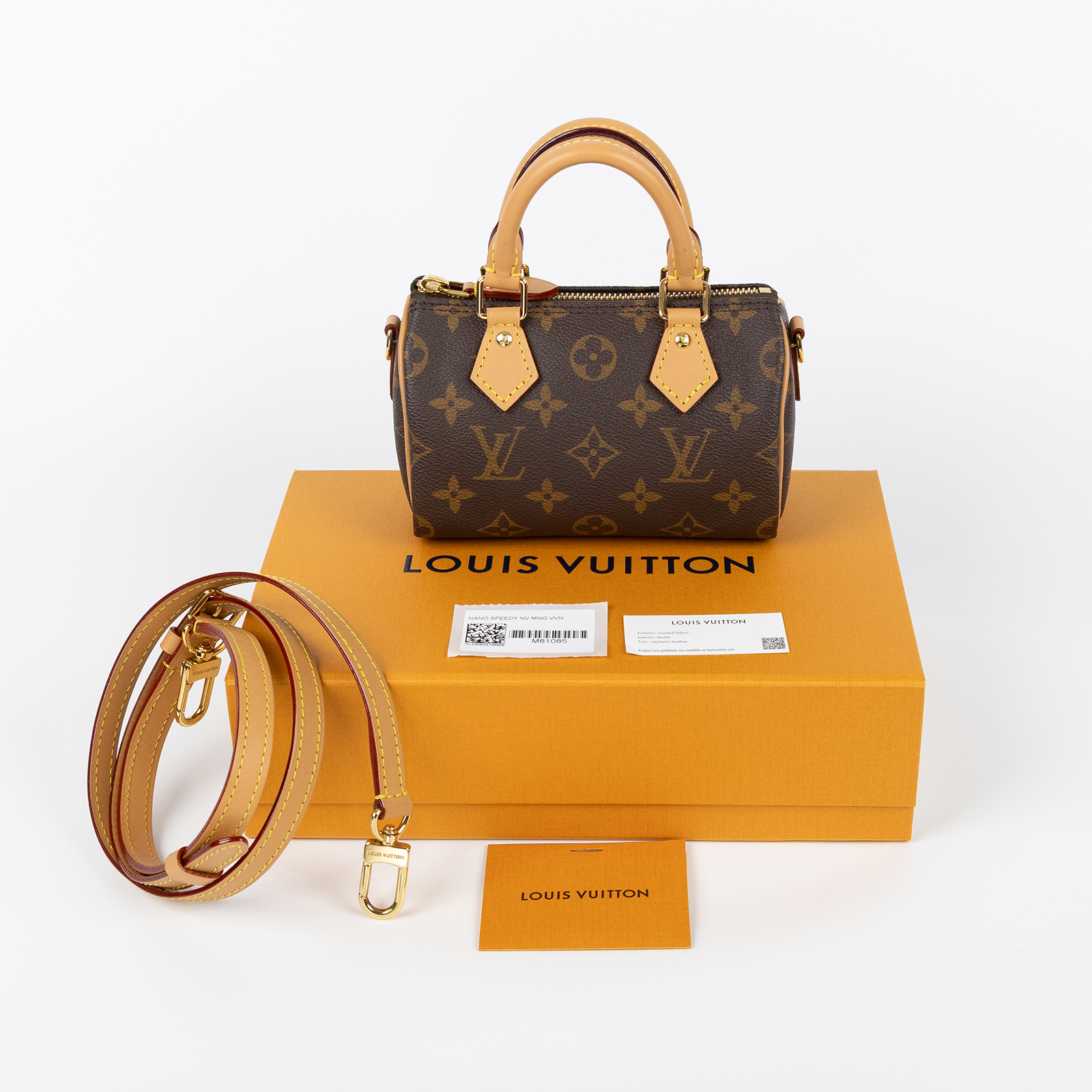 路易威登 LOUIS VUITTON Nano Speedy 原花 手提 肩背包 M81085 原花NANO SPEEDY 原廠盒子/背帶