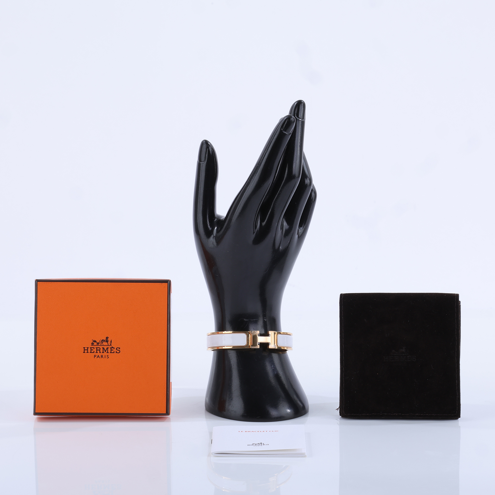 愛馬仕 Hermes Clic H PM 手環 白色 H700001FO31PM /FI1129 白金CLIC H手環 原廠盒子/防塵袋