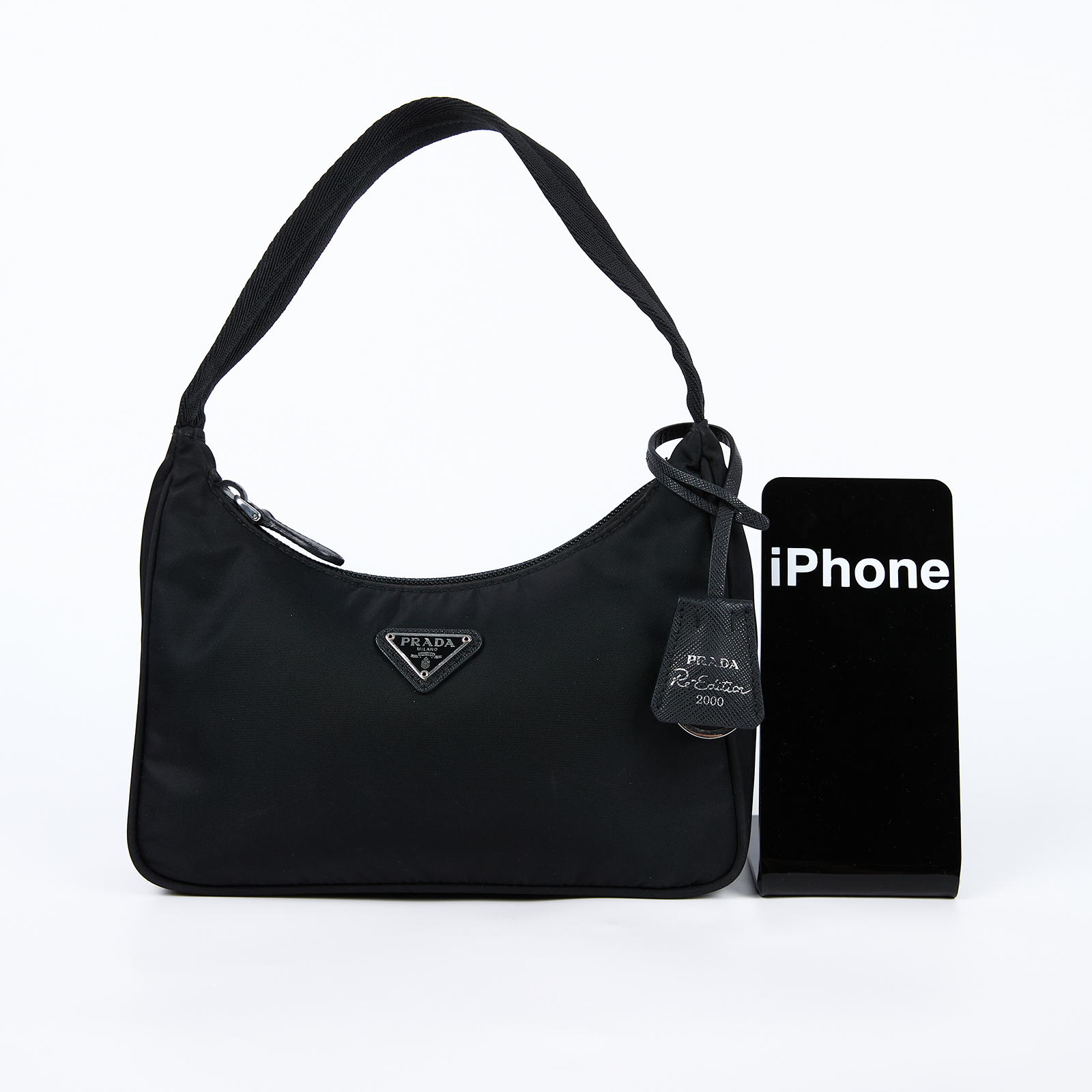 普拉達 PRADA Re-Edition 迷你 Hobo 包 1NE515_RDH0 黑尼龍肩背包 無附屬品
