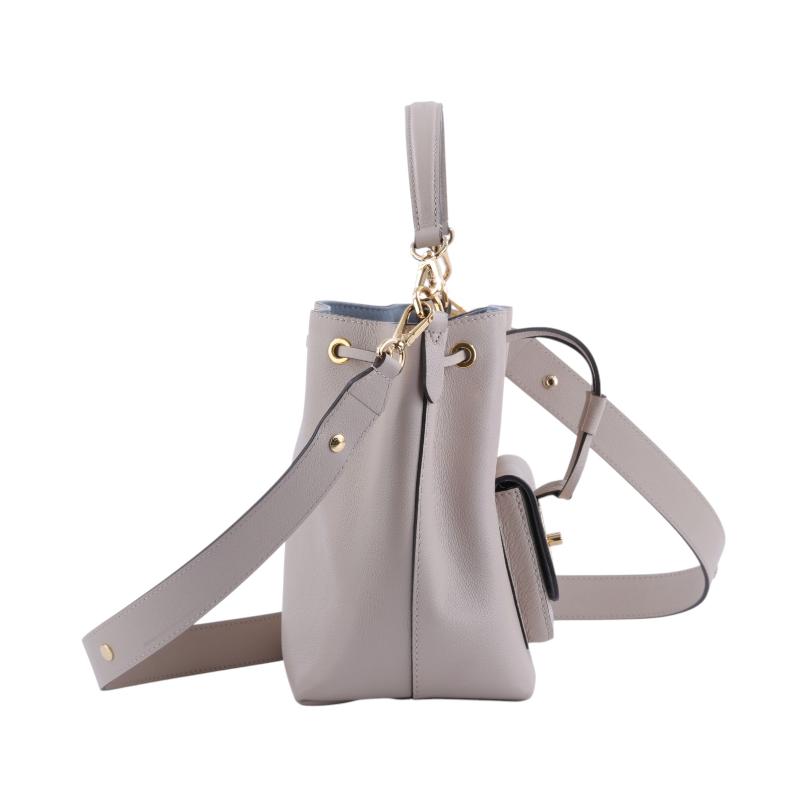 路易威登 LOUIS VUITTON Lockme 水桶包 香檳袋 M57688 晶片款 灰褐色LOCKME水桶包 防塵袋/背帶(晶片消磁)
