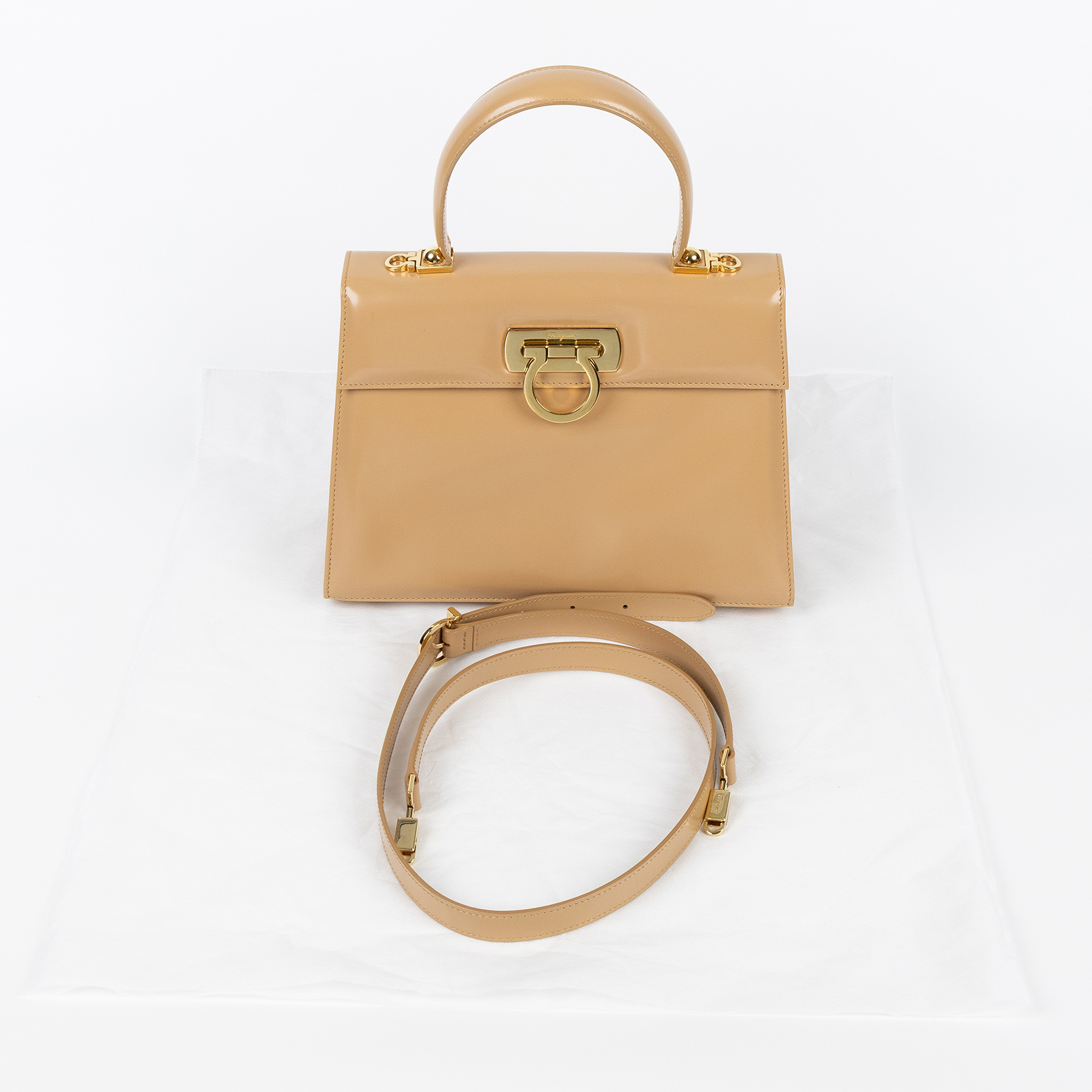 菲拉格慕 SALVATORE FERRAGAMO Iconic 手提包 肩背包 BA-21 2181 奶茶博物館包 背帶