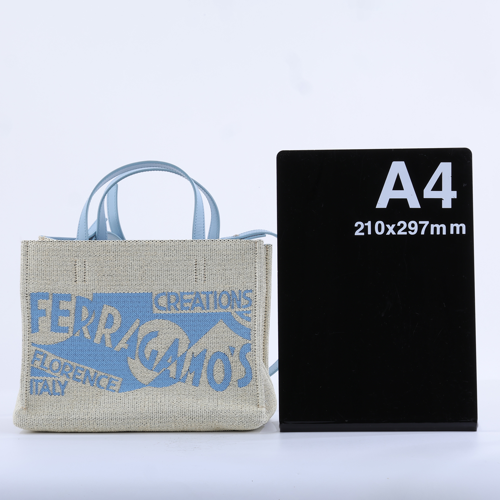 菲拉格慕 SALVATORE FERRAGAMO 手提包 托特包 肩背包 斜背包 GG-219407 帆布拼藍刺繡托特 無附屬品