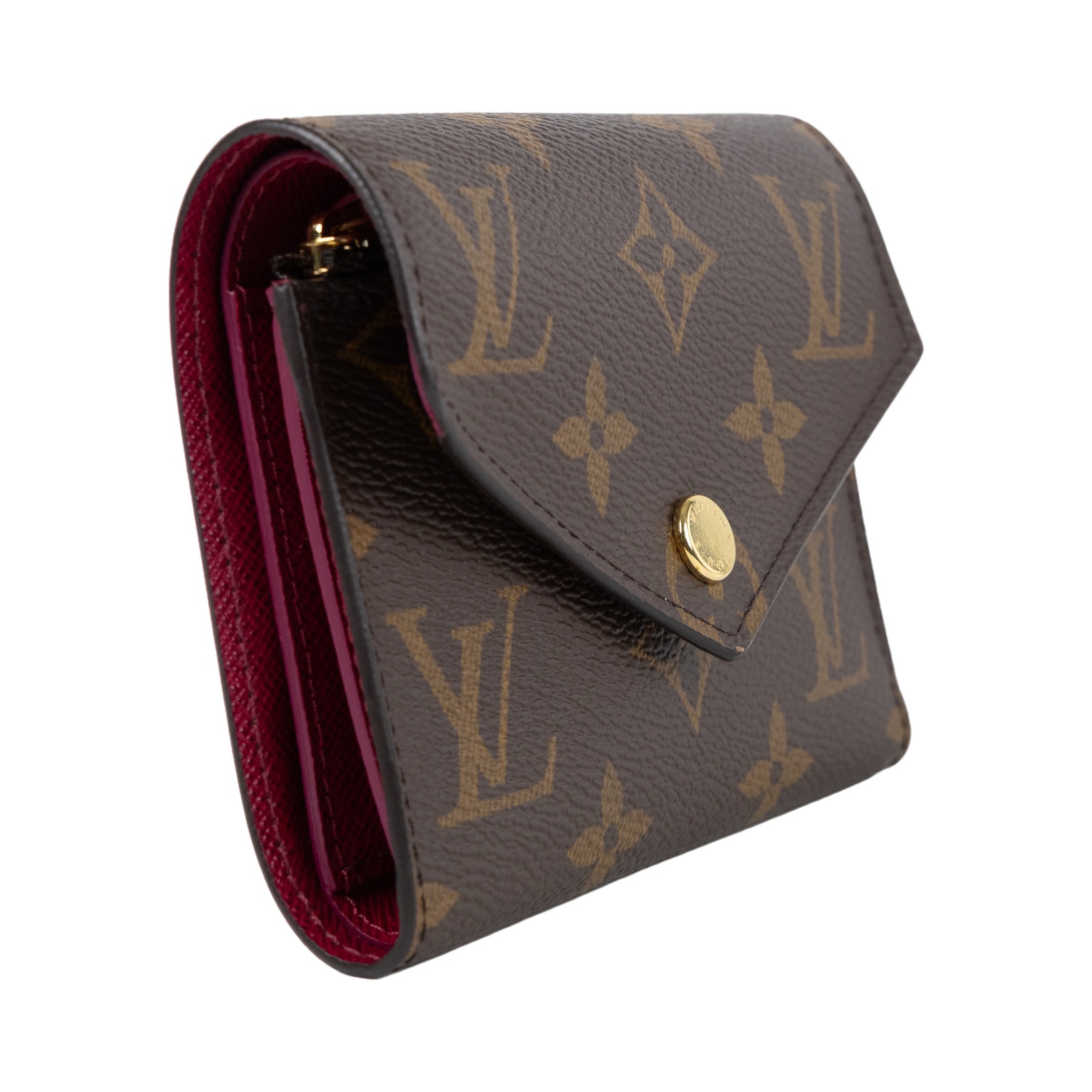 路易威登 LOUIS VUITTON Victorine 錢包 塗層帆布 紫紅色 M41938 晶片款 原花紫紅VICTORINE 原廠盒子