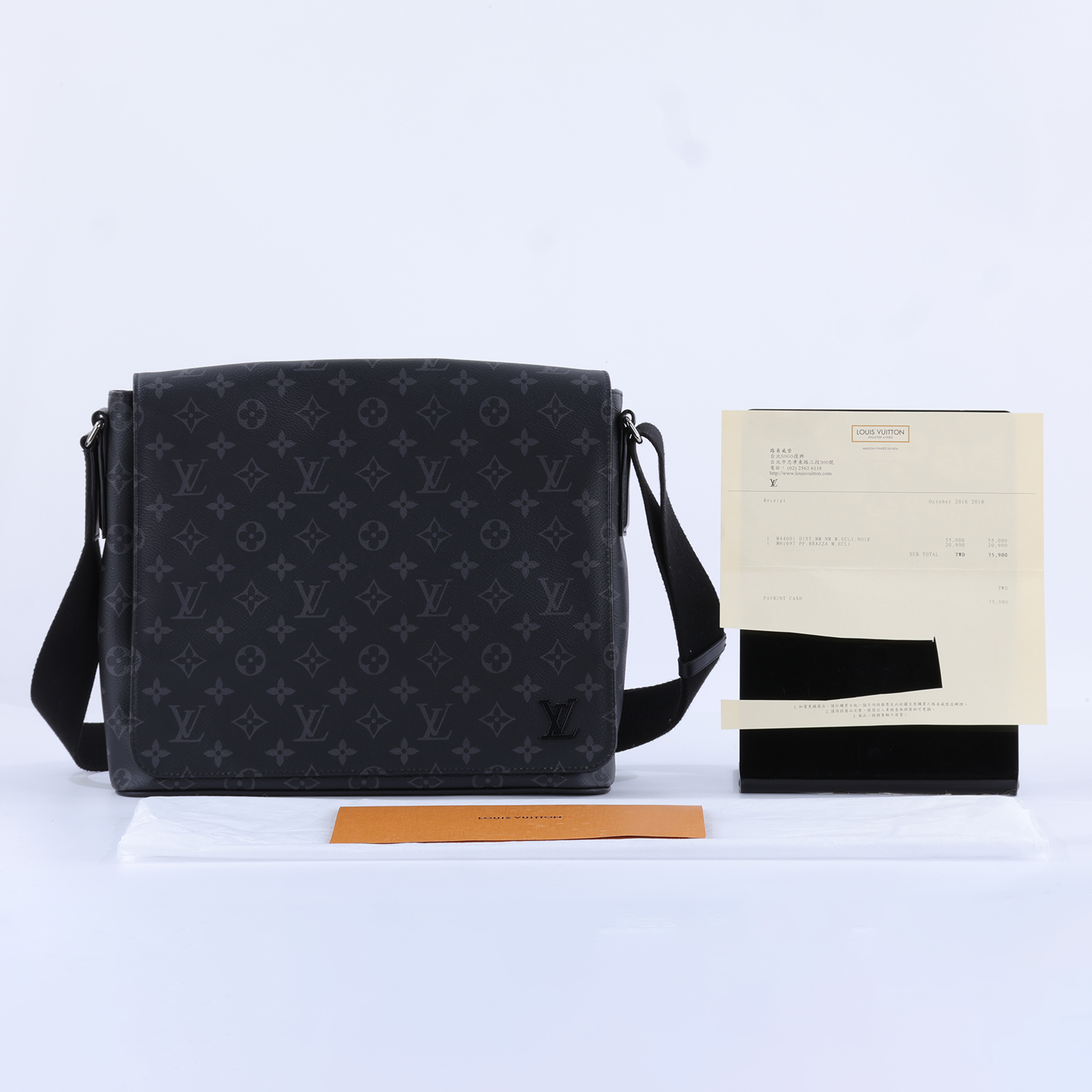 路易威登 LOUIS VUITTON District MM 肩背包 M44001 黑原花DISTRICT MM 購買證明