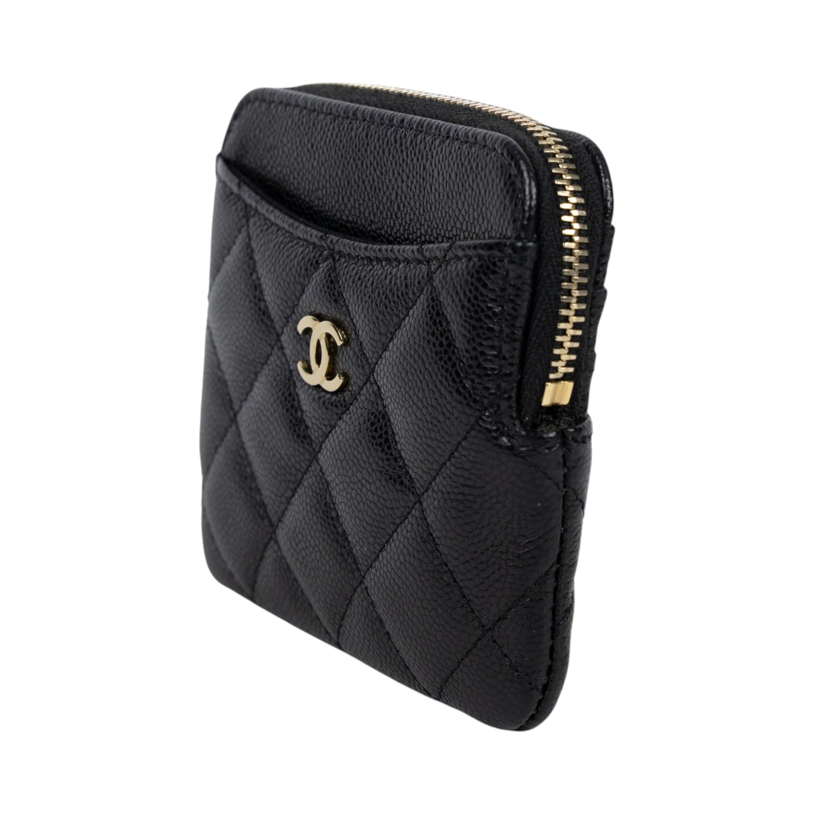 香奈兒 CHANEL CC Logo 5卡 拉鍊 零錢包 AP2061 B10583 晶片款 黑荔枝吐司零錢包 原廠盒子/防塵袋/國外購買證明