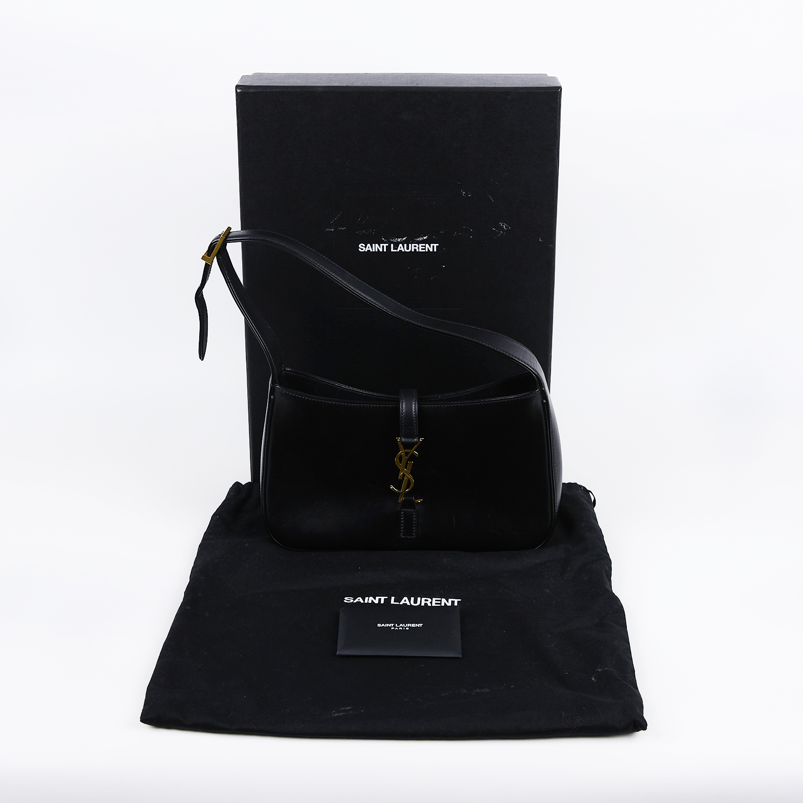 聖羅蘭 YSL SAINT LAURENT LE 5 À 7 滑面皮革 HOBO 手袋 手提包 6572282R20W LE 5 À 7滑面皮革黑色手袋 防塵袋